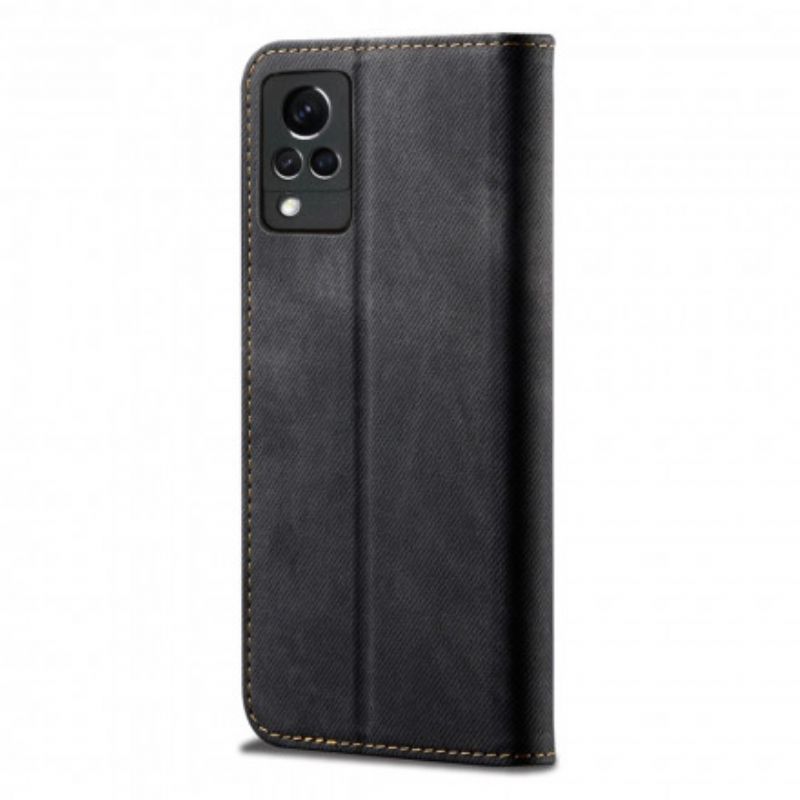 Cover Vivo V21 5G Flip Cover Imiteret Læder Jeans Tekstur