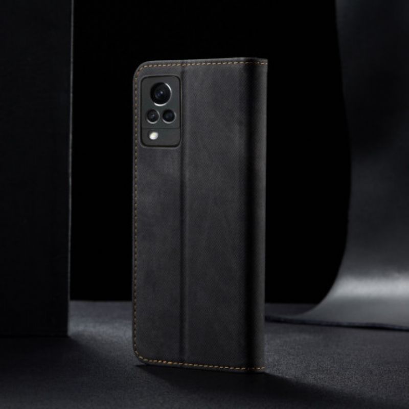 Cover Vivo V21 5G Flip Cover Imiteret Læder Jeans Tekstur