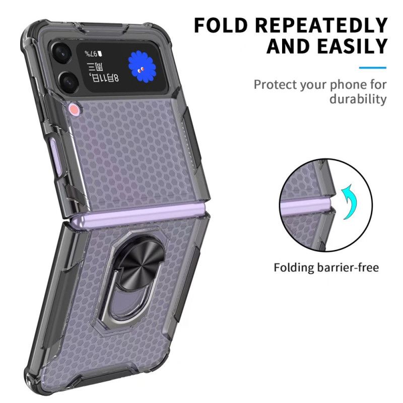 Cover Samsung Galaxy Z Flip 4 Flip Cover Honeycomb Med Ring-støtte