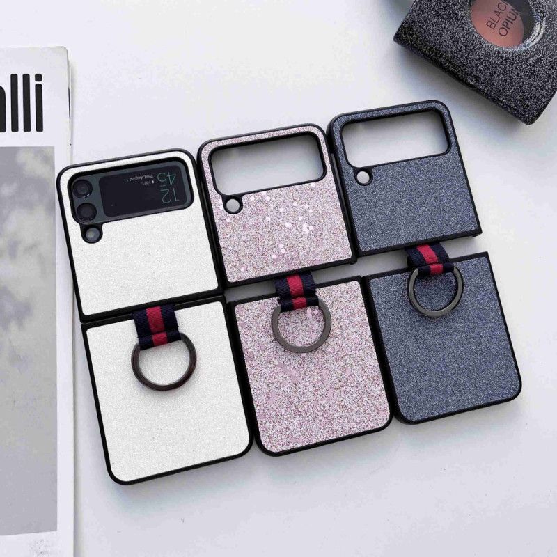 Cover Samsung Galaxy Z Flip 4 Flip Cover Pailletter Med Ring