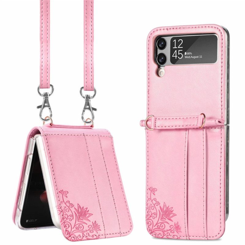 Mobilcover Samsung Galaxy Z Flip 4 Flip Cover Skulderremsblomster