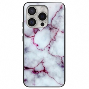 Cover iPhone 16 Pro Max Lilla Marmor Hærdet Glas