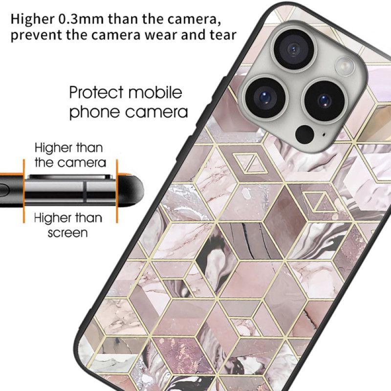 Cover iPhone 16 Pro Max Marmorblok Hærdet Glas