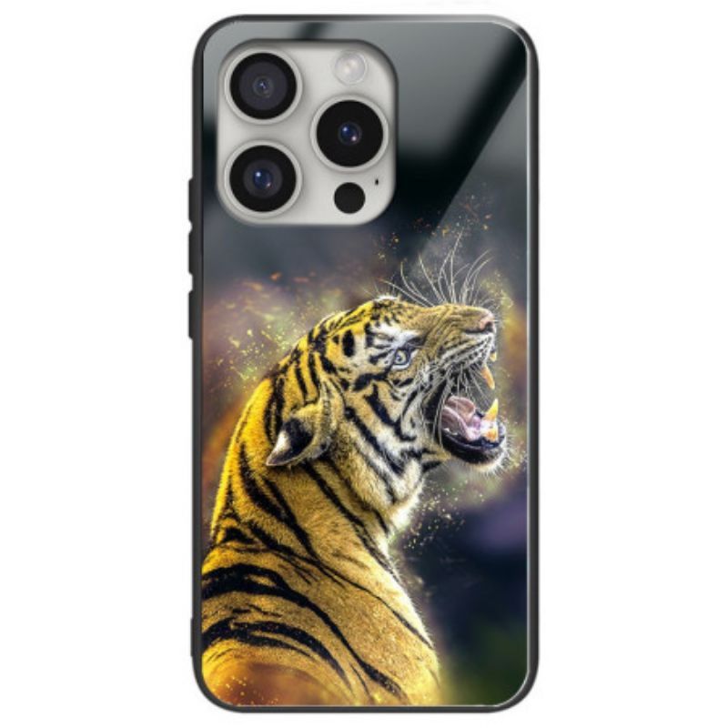 Cover iPhone 16 Pro Max Telefon Etui Brølende Tiger Hærdet Glas