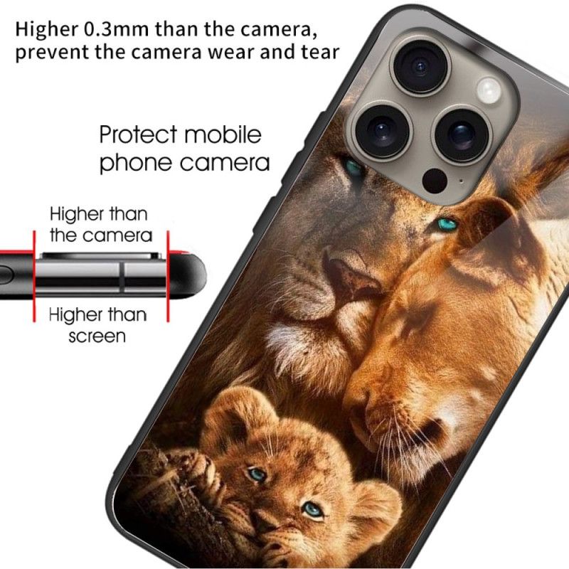 Cover iPhone 16 Pro Max Telefon Etui Lions Hærdet Glas