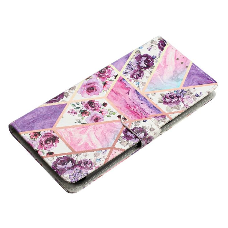 Flip Cover iPhone 16 Pro Max Lilla Blomster Med Rem