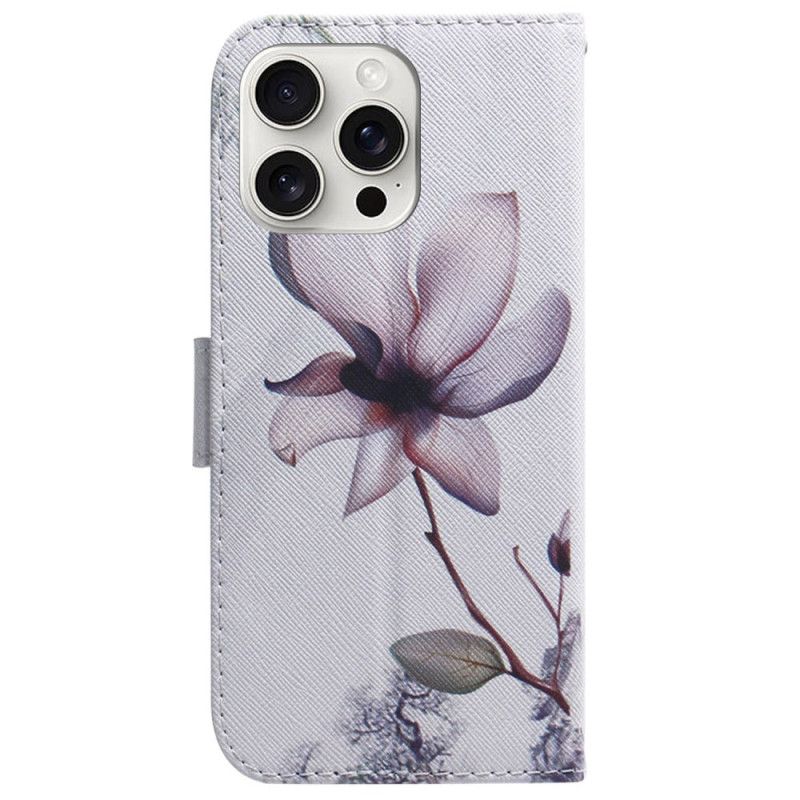 Flip Cover iPhone 16 Pro Max Lyserød Blomst