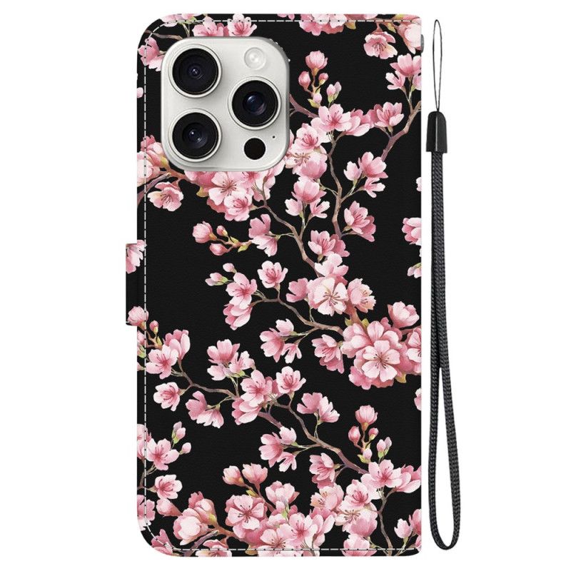 Flip Cover iPhone 16 Pro Max Omspændte Blommeblomster