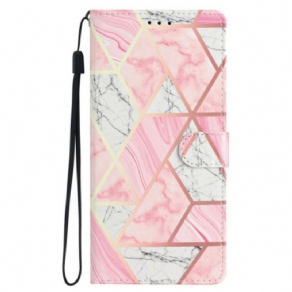 Flip Cover iPhone 16 Pro Max Pink Marmor Med Rem