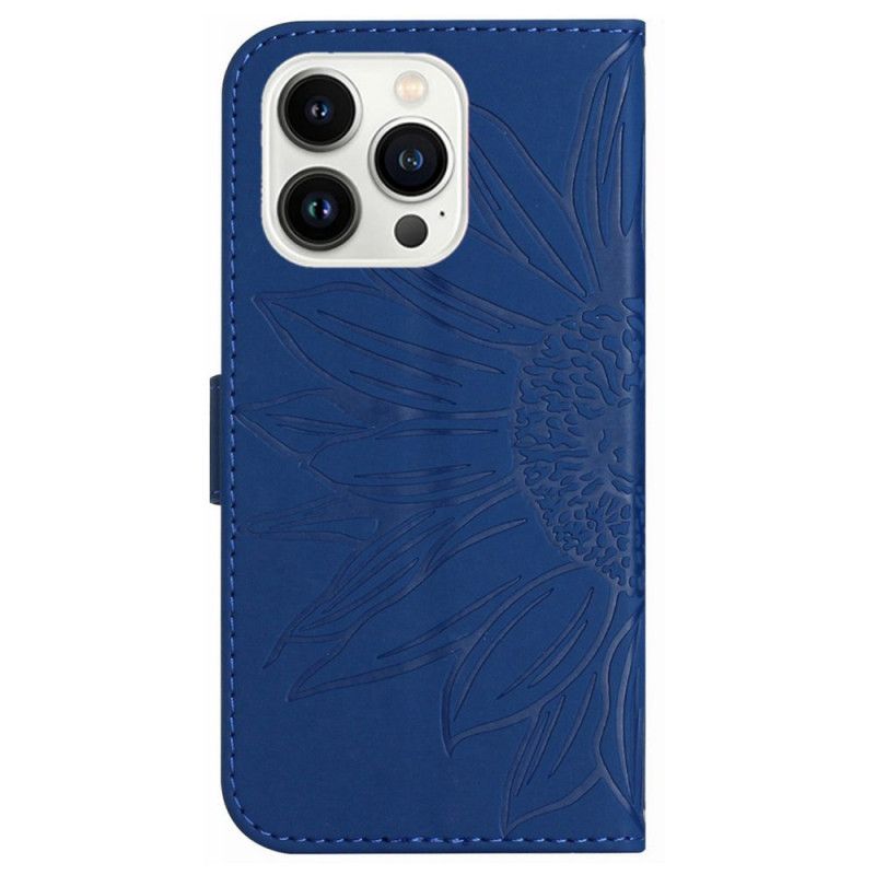 Flip Cover iPhone 16 Pro Max Solsikketryk Skulderrem