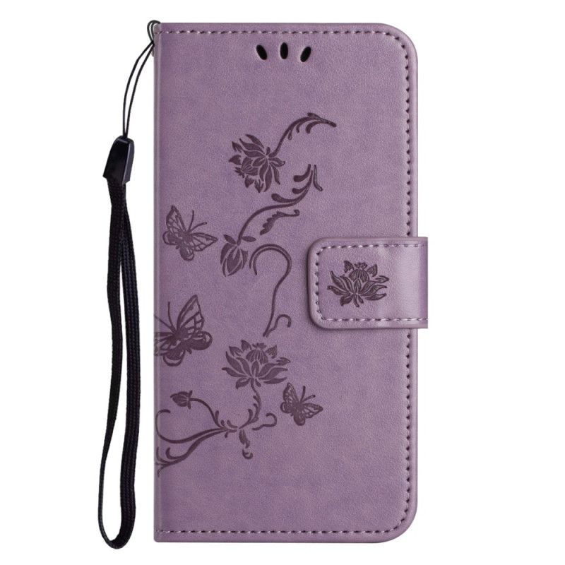 Flip Cover Til iPhone 16 Pro Max Sommerfugle Og Blomster