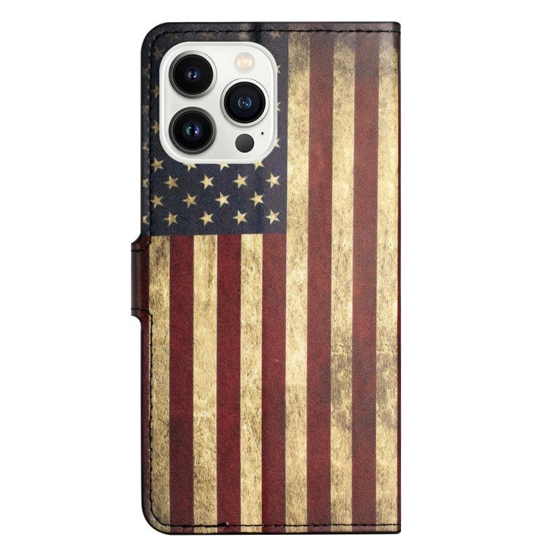 Læder Cover iPhone 16 Pro Max Amerikansk Flag