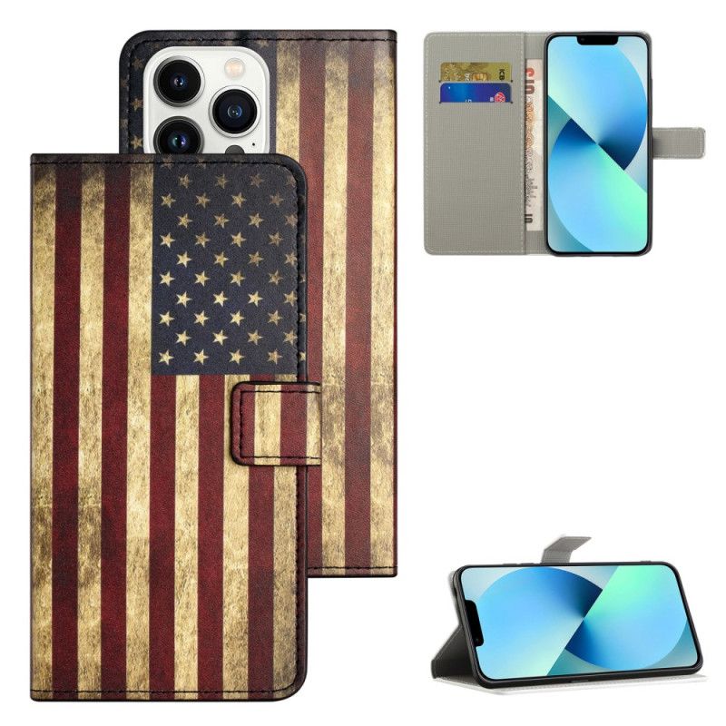 Læder Cover iPhone 16 Pro Max Amerikansk Flag