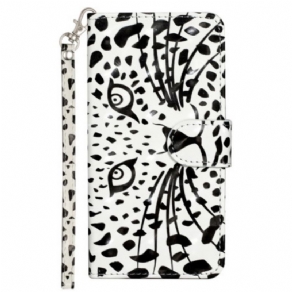 Læder Cover iPhone 16 Pro Max Leopardhoved Med Rem