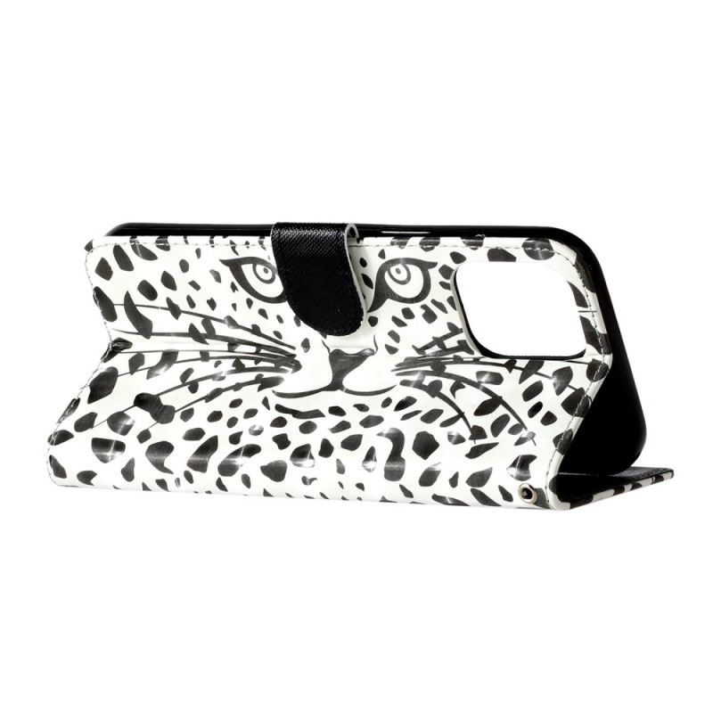 Læder Cover iPhone 16 Pro Max Leopardhoved Med Rem