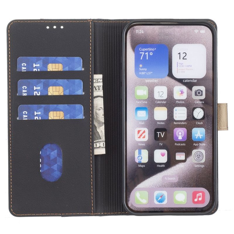 Læder Cover iPhone 16 Pro Max Telefon Etui Tofarvet Binfen Farve