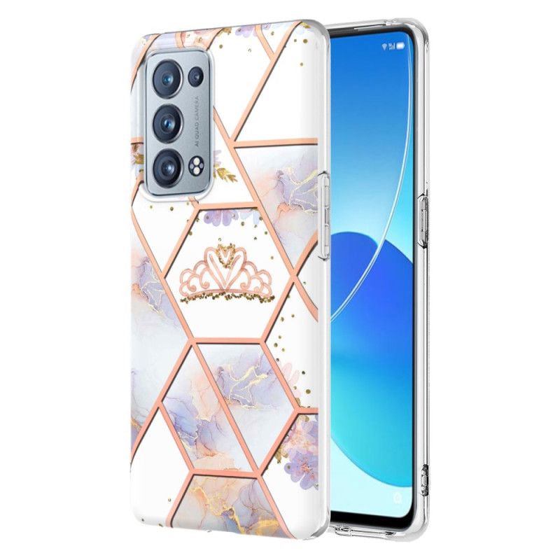 Cover Oppo Reno 6 Pro 5G Geometrisk Marmor Og Blomstermønster