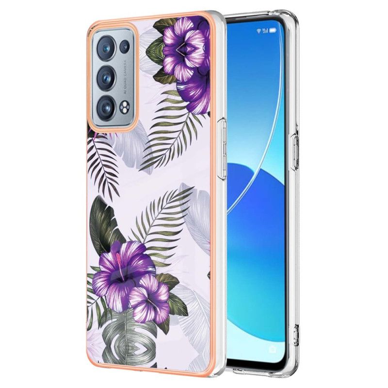 Cover Oppo Reno 6 Pro 5G Lilla Hibiscus Mønster