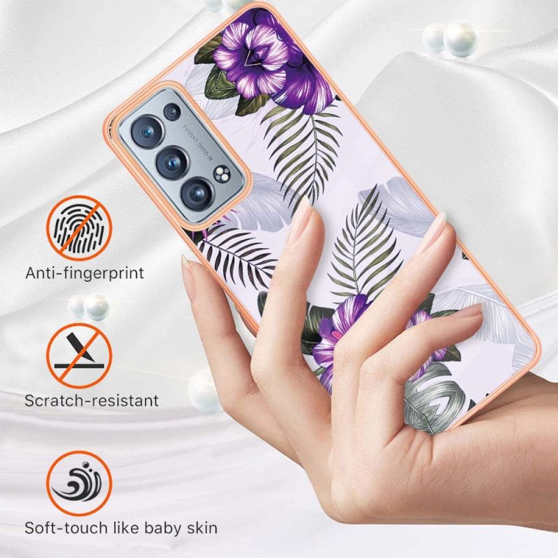 Cover Oppo Reno 6 Pro 5G Lilla Hibiscus Mønster