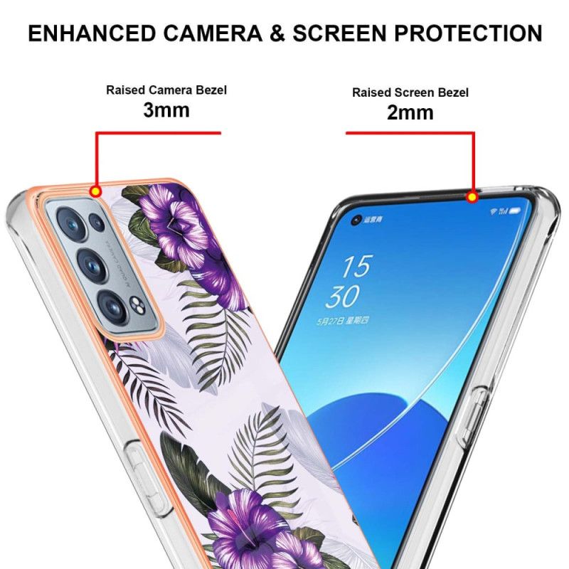 Cover Oppo Reno 6 Pro 5G Lilla Hibiscus Mønster