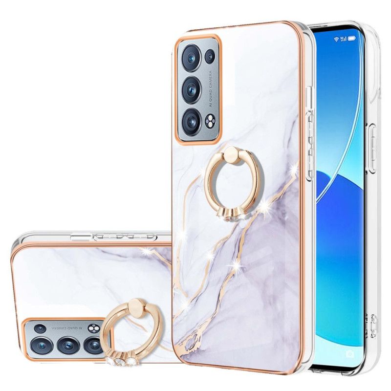 Cover Oppo Reno 6 Pro 5G Marmor Og Gyldent Filamentmønster Med Ring