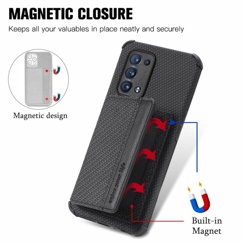 Cover Oppo Reno 6 Pro 5G Punge Etui Kulfiber Og Magnetisk Tegnebog