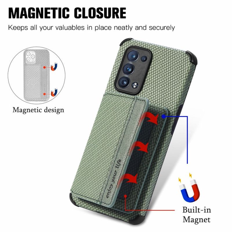 Cover Oppo Reno 6 Pro 5G Punge Etui Kulfiber Og Magnetisk Tegnebog