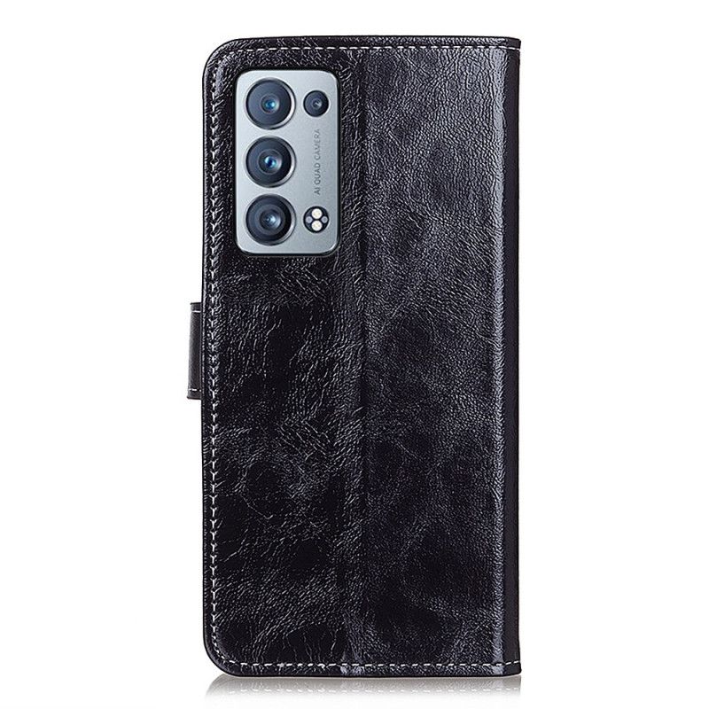 Flip Cover Oppo Reno 6 Pro 5G Crazy Horse Couture Tekstur