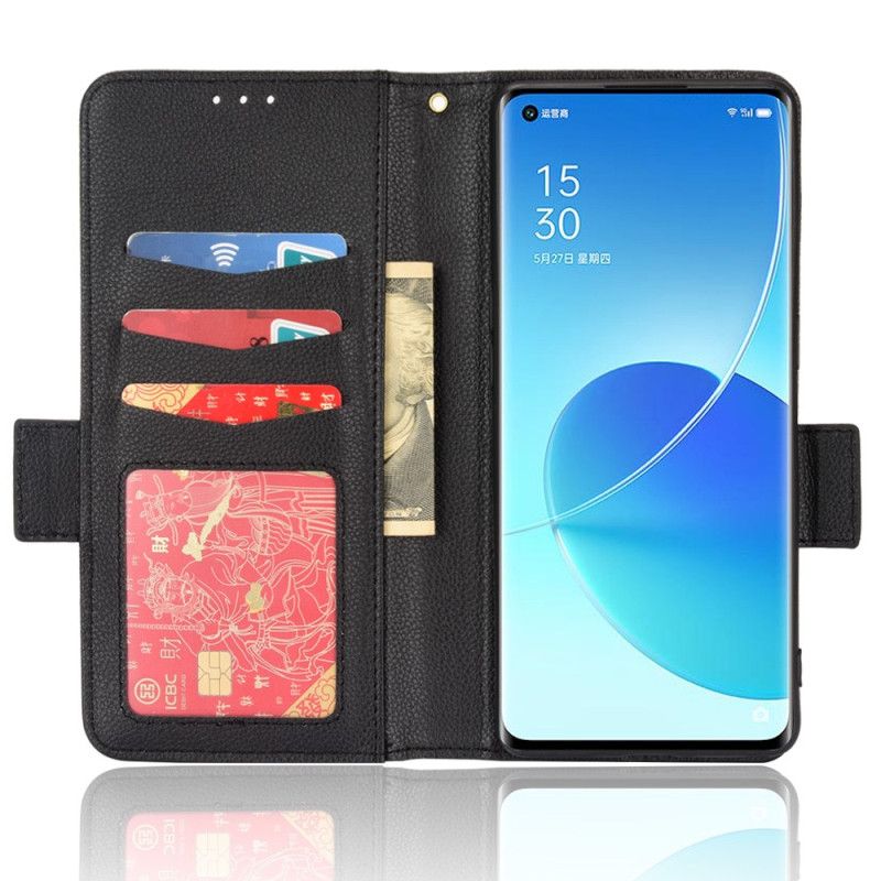 Flip Cover Oppo Reno 6 Pro 5G Litchi Texture Multifunktionel