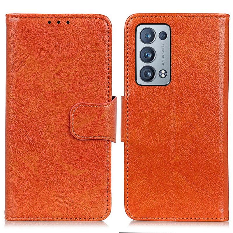 Flip Cover Oppo Reno 6 Pro 5G Orange Split Nappa Læder