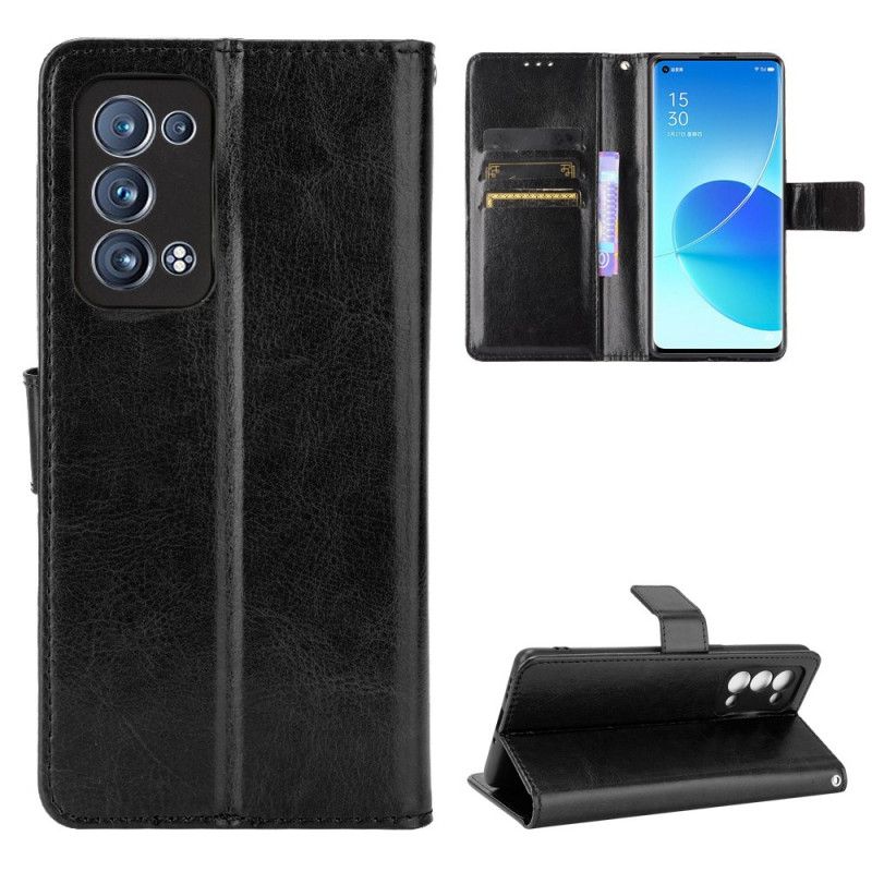 Flip Cover Oppo Reno 6 Pro 5G Strop Og Lås Med Glat Tekstur