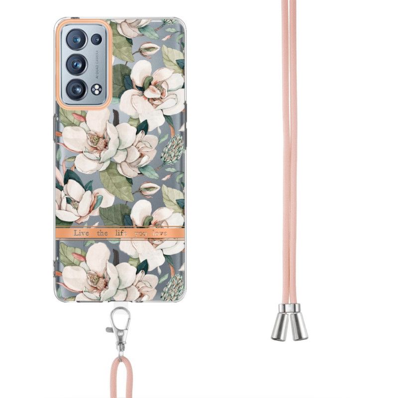 Mobilcover Oppo Reno 6 Pro 5G Sømløst Blomstermønster Og Snor