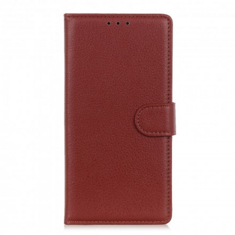 Flip Cover Xiaomi Redmi Note 10 5G Traditionelt Litchi Imiteret Læder