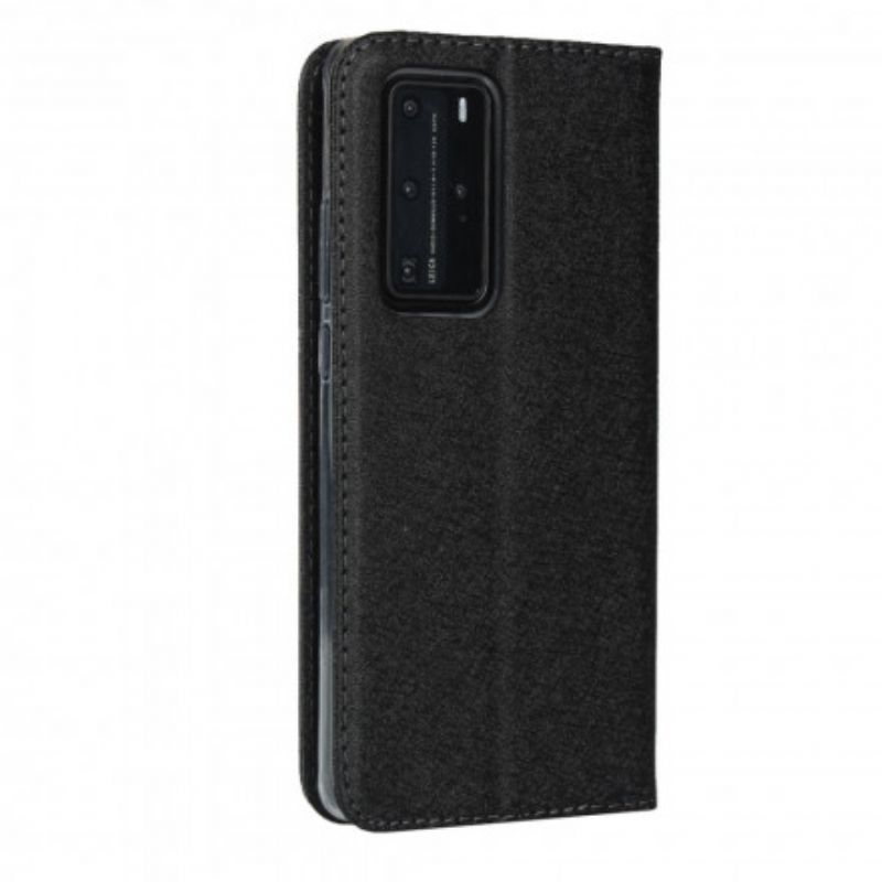 Cover Huawei P40 Pro Flip Cover Blødt Læderstil Med Rem