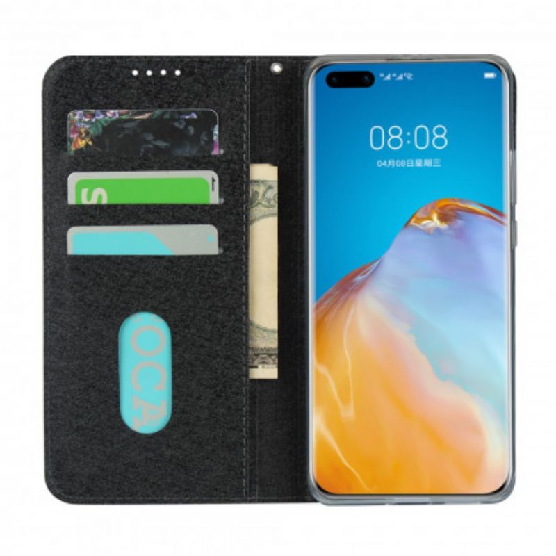 Cover Huawei P40 Pro Flip Cover Blødt Læderstil Med Rem