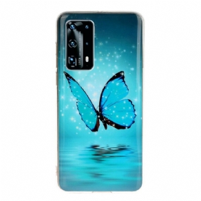 Cover Huawei P40 Pro Fluorescerende Blå Sommerfugl