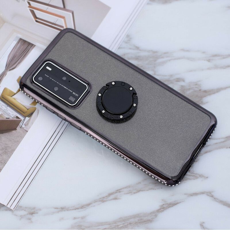 Cover Huawei P40 Pro Ring Med Pailletter Og Diamanter