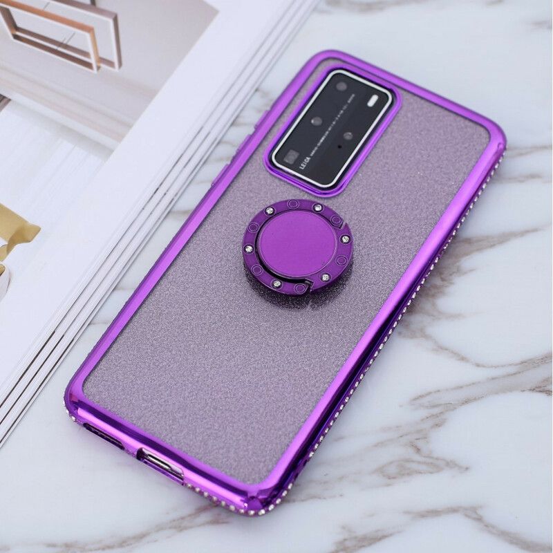 Cover Huawei P40 Pro Ring Med Pailletter Og Diamanter