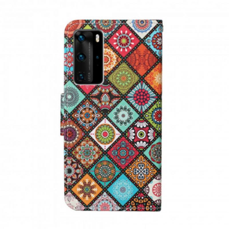 Flip Cover Huawei P40 Pro Patchwork Mandalaer Med Snor