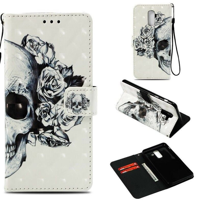 Læder Cover Samsung Galaxy A6 Plus 3d Blomsterkraniet