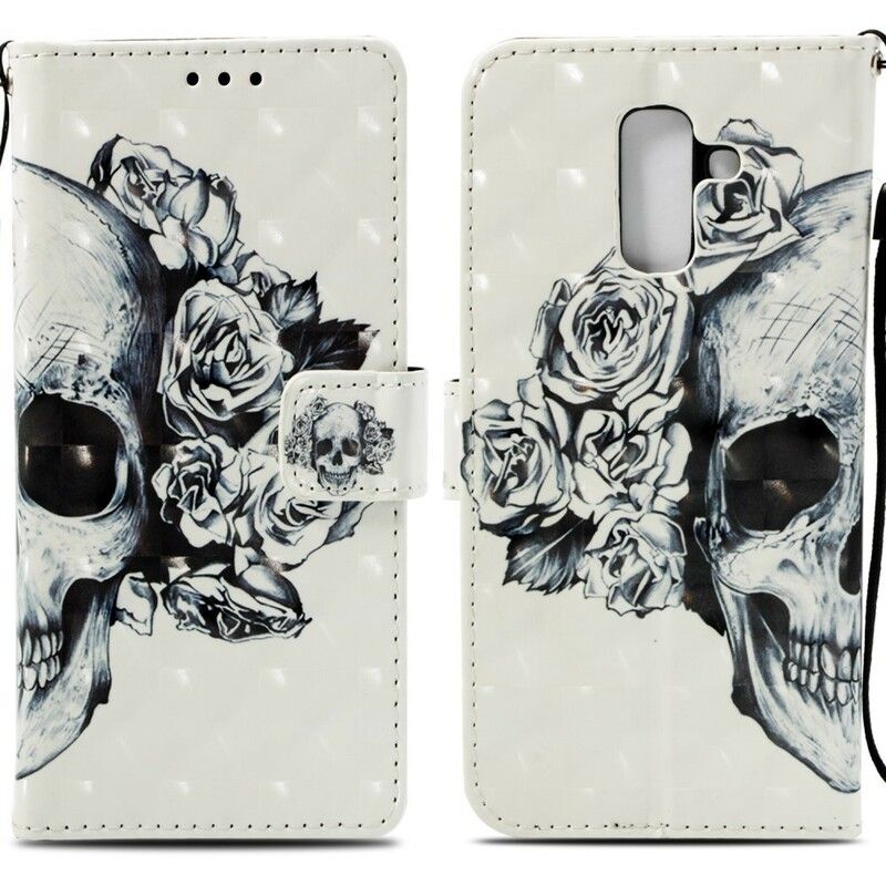 Læder Cover Samsung Galaxy A6 Plus 3d Blomsterkraniet