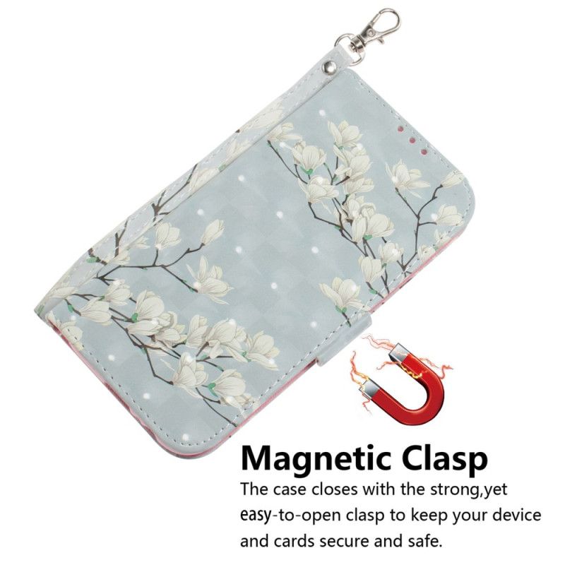 Flip Cover Samsung Galaxy A16 5g Lanière Magnolias