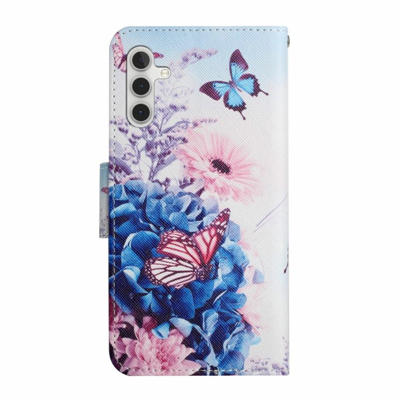 Flip Cover Samsung Galaxy A16 5g Lilla Sommerfugle