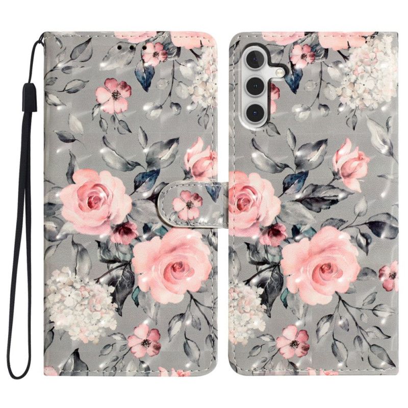 Flip Cover Samsung Galaxy A16 5g Rosa Blomster Mønster