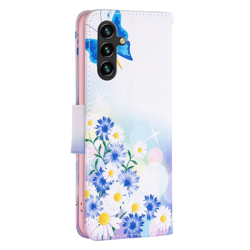 Flip Cover Samsung Galaxy A16 5g Sommerfugl Og Blomster Akvarel