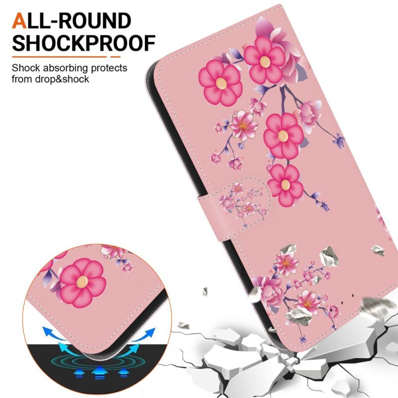 Læder Cover Samsung Galaxy A16 5g Sakura Mønster