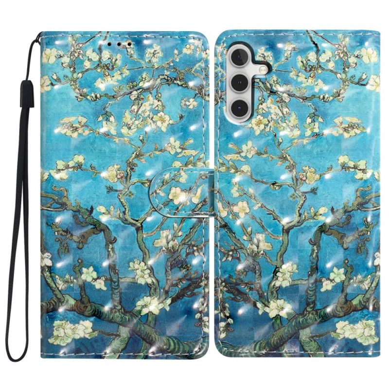 Læder Cover Samsung Galaxy A16 5g Telefon Etui Abrikosblomster