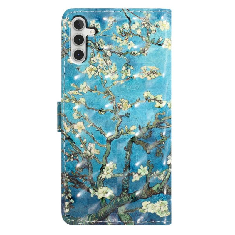 Læder Cover Samsung Galaxy A16 5g Telefon Etui Abrikosblomster