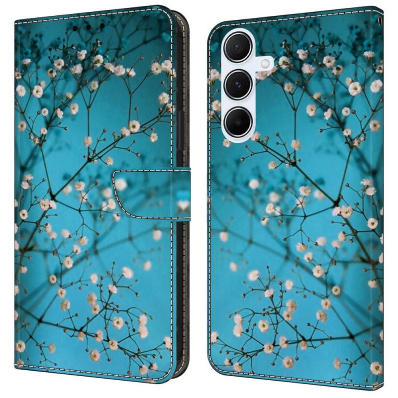 Læder Cover Samsung Galaxy A16 5g Telefon Etui Blomstrende Grene