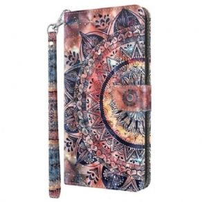 Læder Cover Samsung Galaxy A16 5g Telefon Etui Farverig Mandala Med Rem